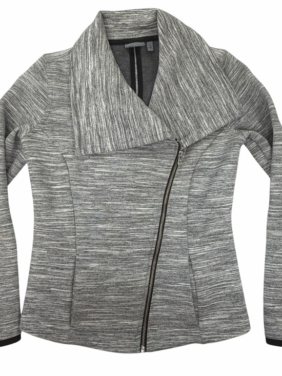 Athleta Jackets & Blazers - Athleta Gray Heathered Striped Asymmetrical Zip Pullover